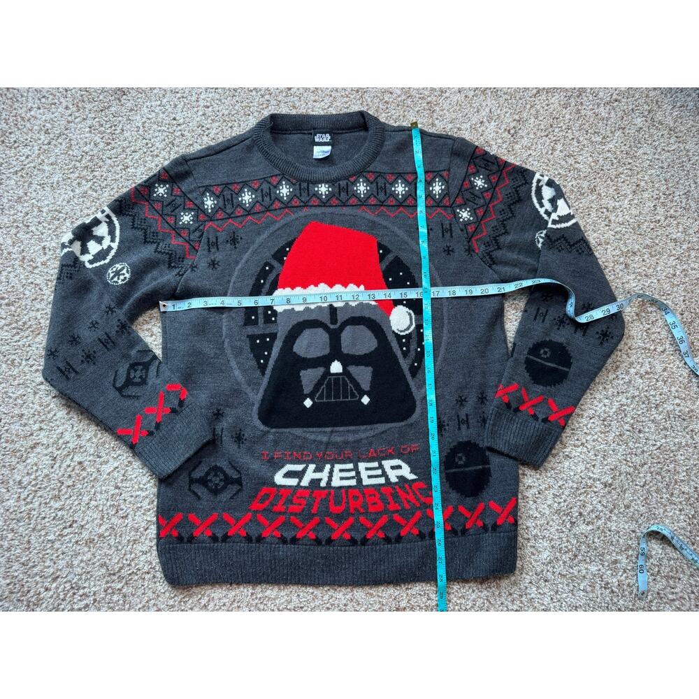 Merchoid Star Wars Mens Large Darth Vader Santa Hat Ugly Christmas Knit Sweater - Picture 6 of 8